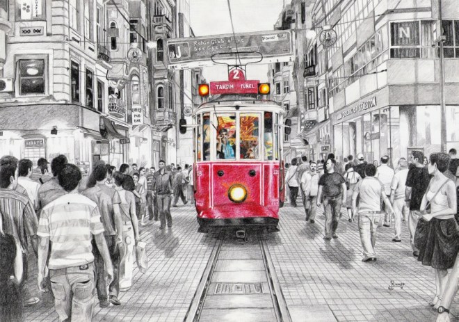 İstiklal Caddesi, 2011 Pencil on 29,7 x 42 cm